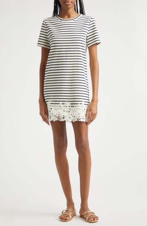 Rhue Embroidered Hem T-Shirt Dress