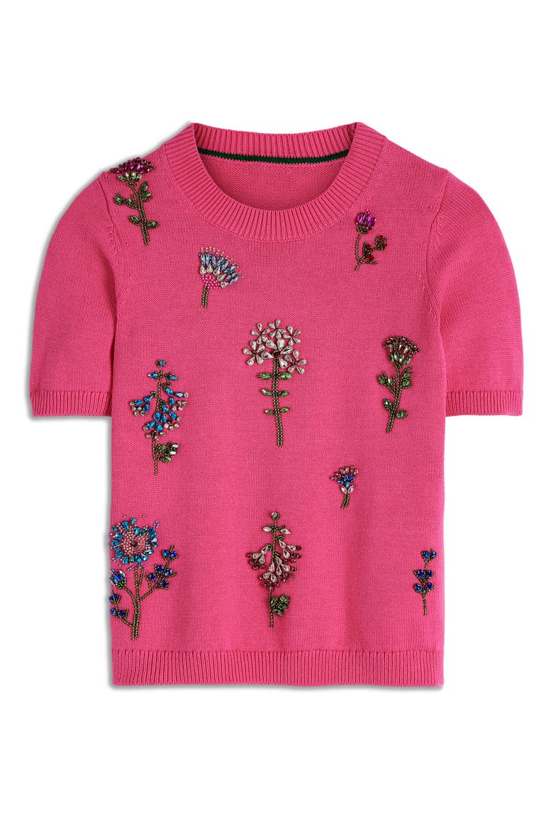 Crystal Embellished Cotton Sweater, Alternate, color, PINK POWER