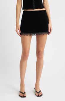 Bella Venice The Lucille Lace Trim Velvet Miniskirt