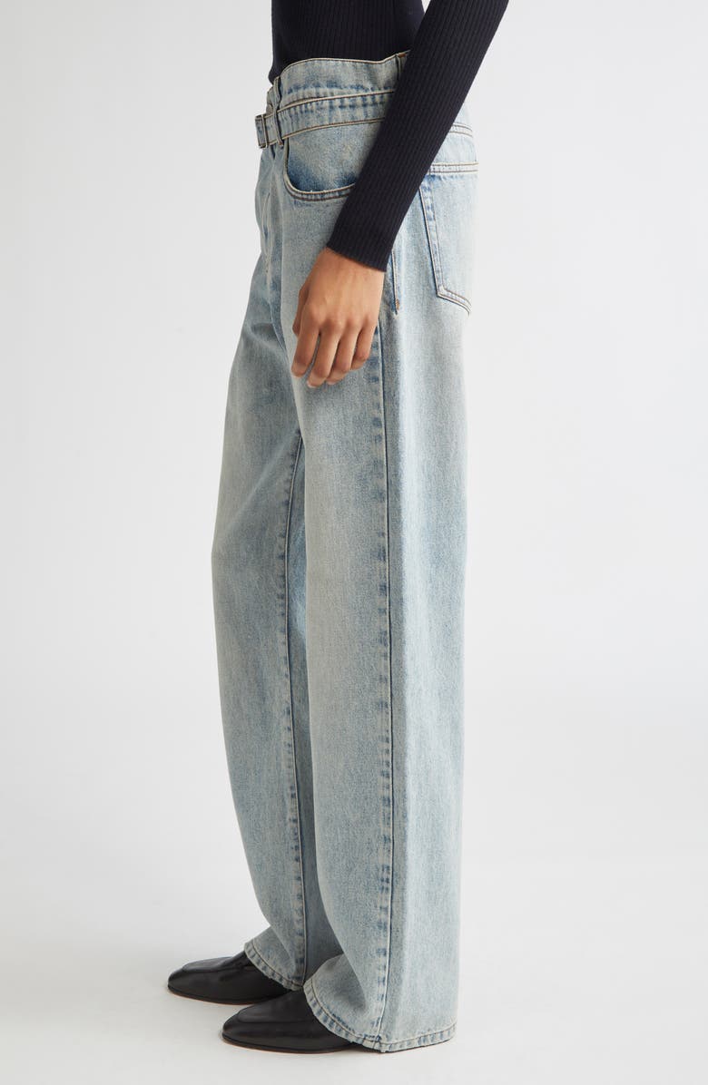 Proenza Schouler Ellsworth Belted Boyfriend Jeans, Alternate, color, Light Wash