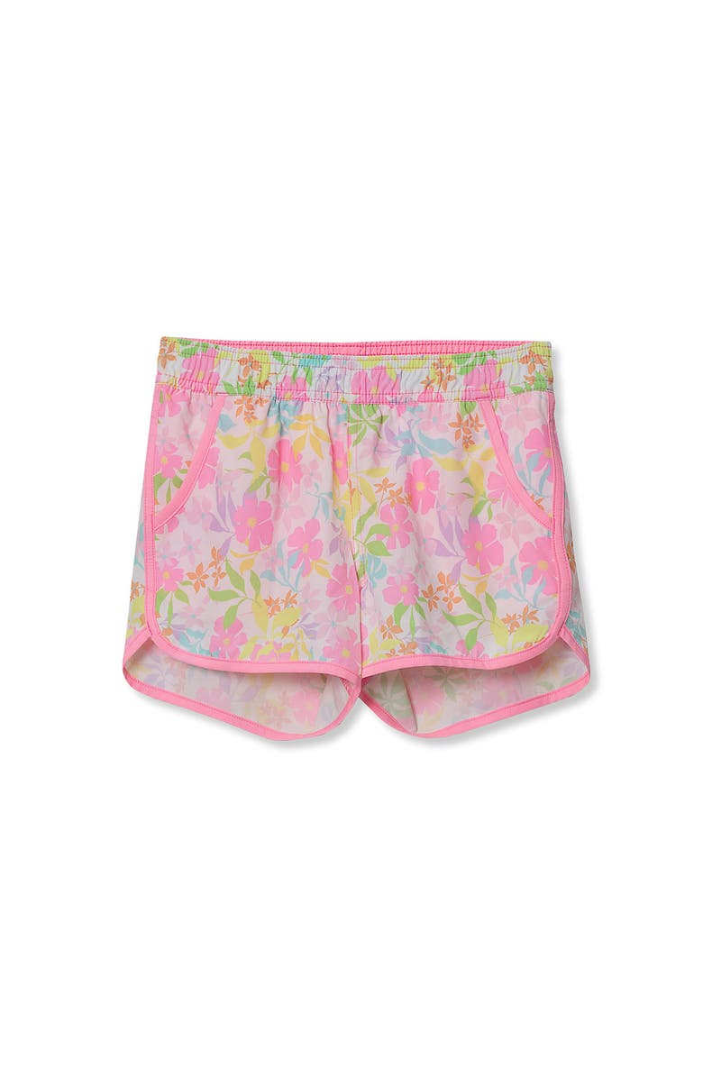 Lands' End Girls Comfort Waist Stretch Swim Shorts, Main, color, White Multi Floral