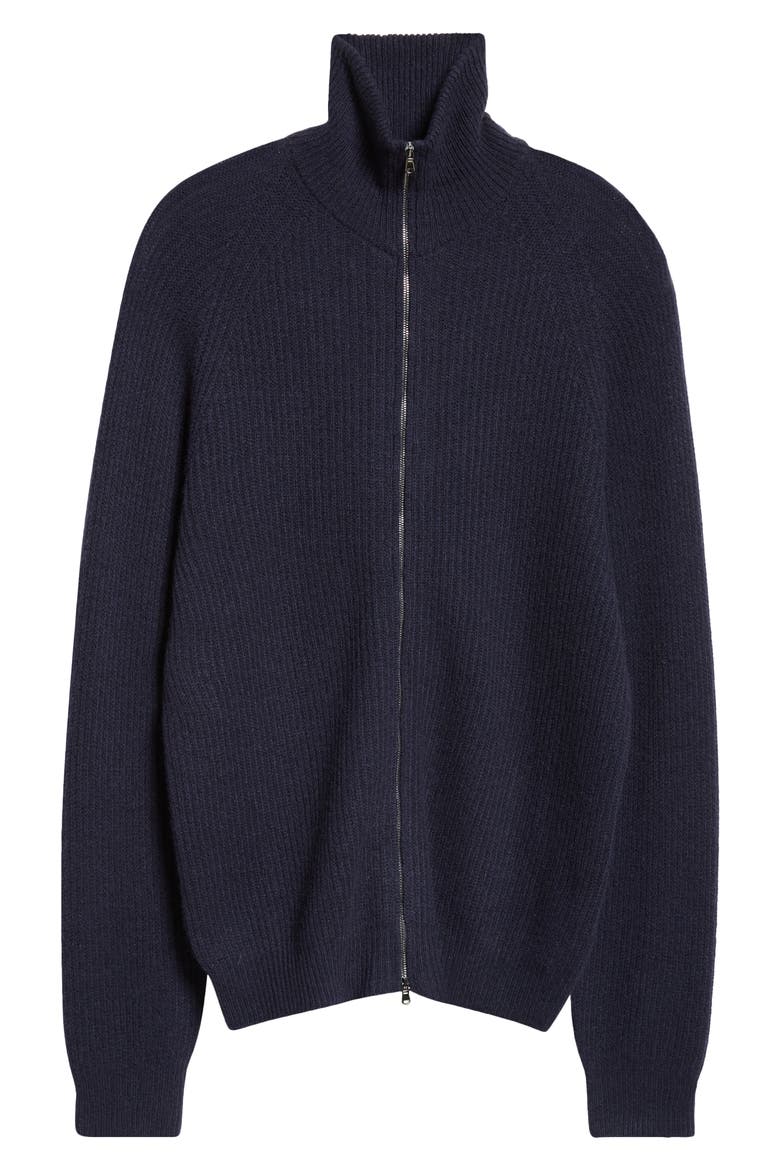Fisherman Cashmere Zip Cardigan, Alternate, color, NAVY