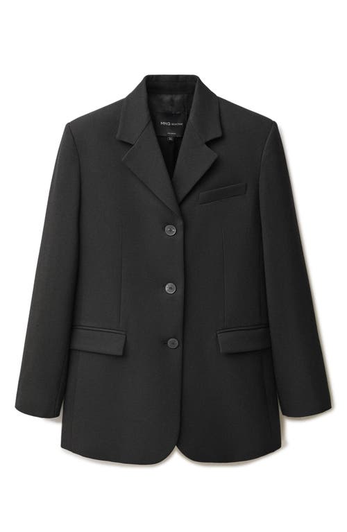 Mango Straight Button Suit Blazer In Black