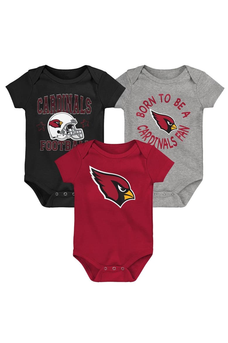 Infant Cardinal/Black/Gray Arizona Cardinals Born to Be 3-Pack Bodysuit Set, Main, color, Cardinal
