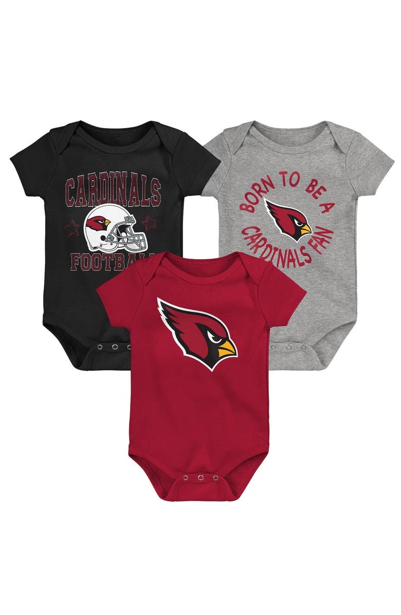 Outerstuff Infant Cardinal/Black/Gray Arizona Cardinals Born to Be 3-Pack Bodysuit Set, Main, color, Cardinal