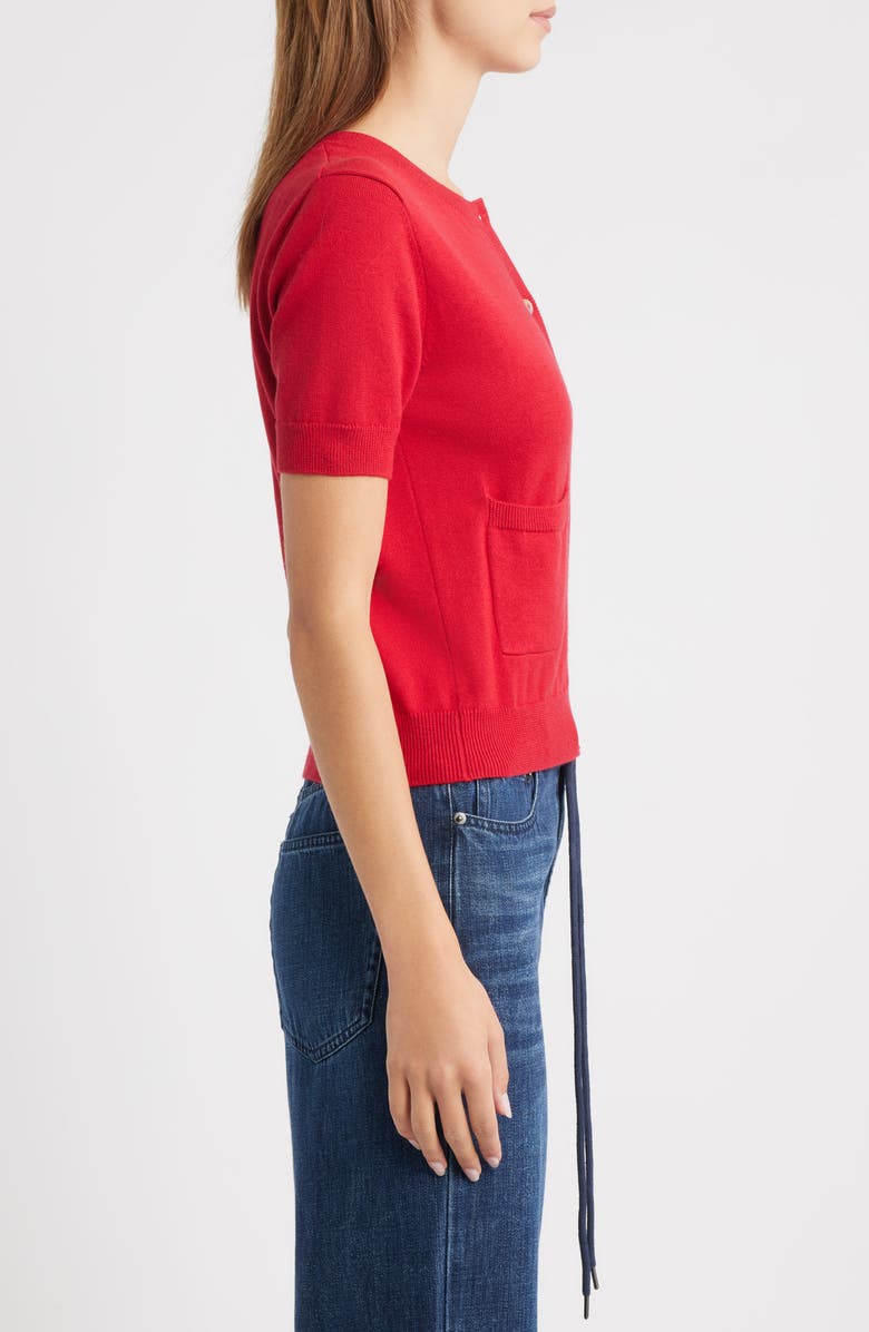 Rails Aisley Short Sleeve Cotton & Cashmere Cardigan, Alternate, color, Crimson