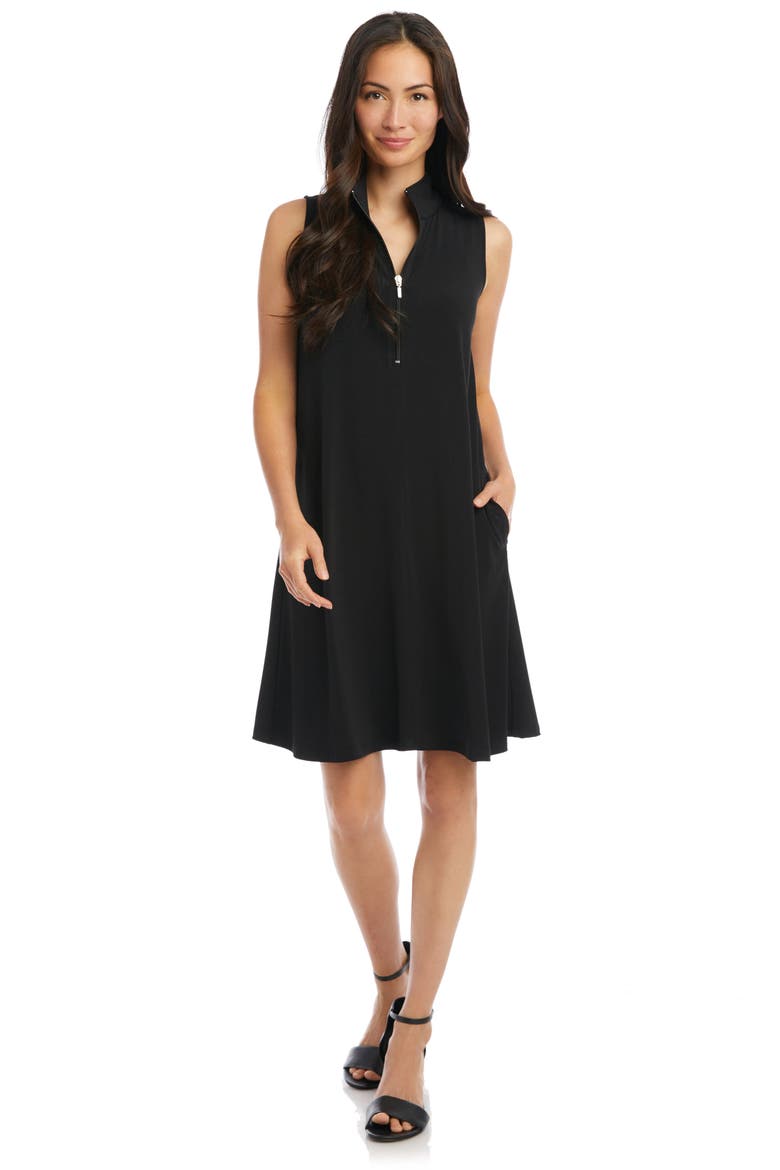 Travel Jersey Half Zip Shift Dress, Alternate, color, BLACK