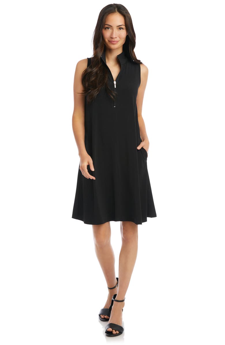 Karen Kane Travel Half Zip Shift Dress, Alternate, color, Black