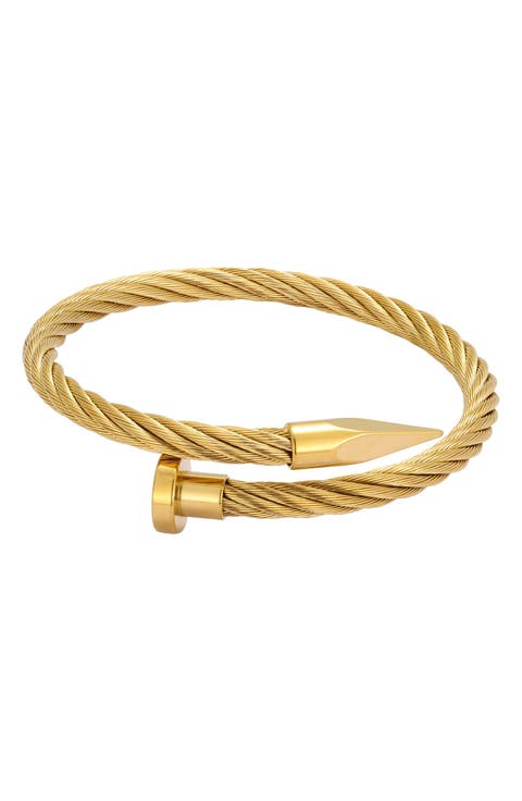 Men's Twisted Cable Nail Cuff Bracelet