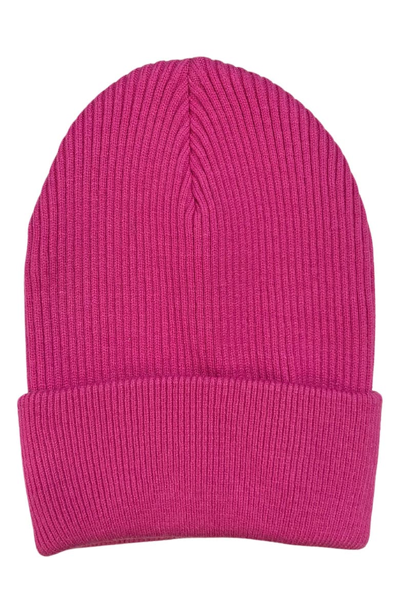 MARCUS ADLER Rib Knit Cuff Beanie, Main, color, Fuchsia