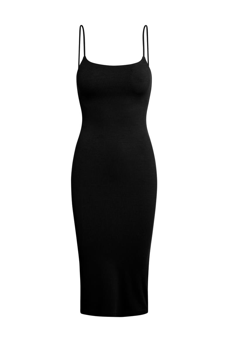The Spaghetti Strap Midi Dress, Alternate, color, Onyx