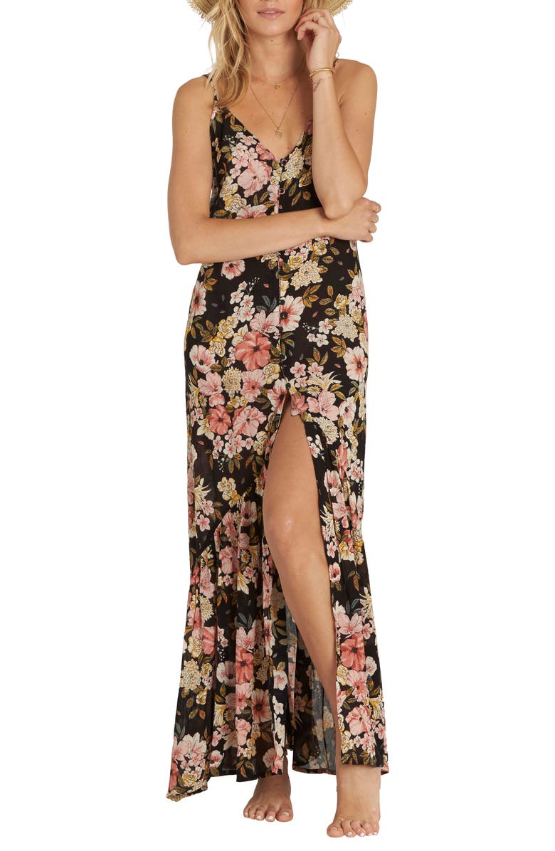 Billabong Dance on Air Button Front Maxi Dress, Main, color, 