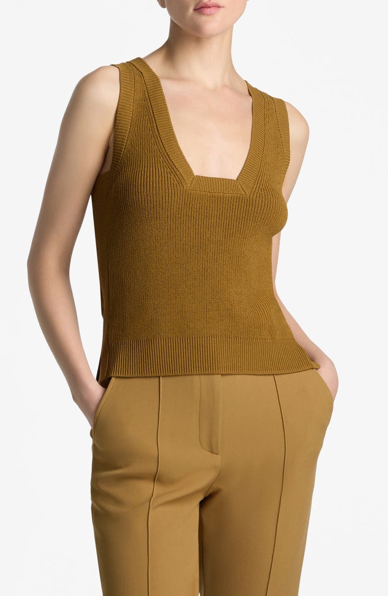 St. John Collection Square Neck Rib Sleeveless Sweater, Main, color,