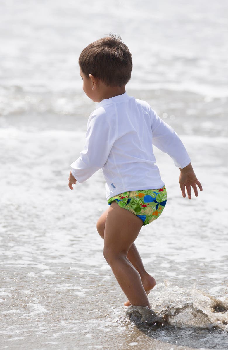 Green Sprouts Bucket Sun Hat, Long Sleeve Rashguard & Reusable Swim Diaper Set, Alternate, color,