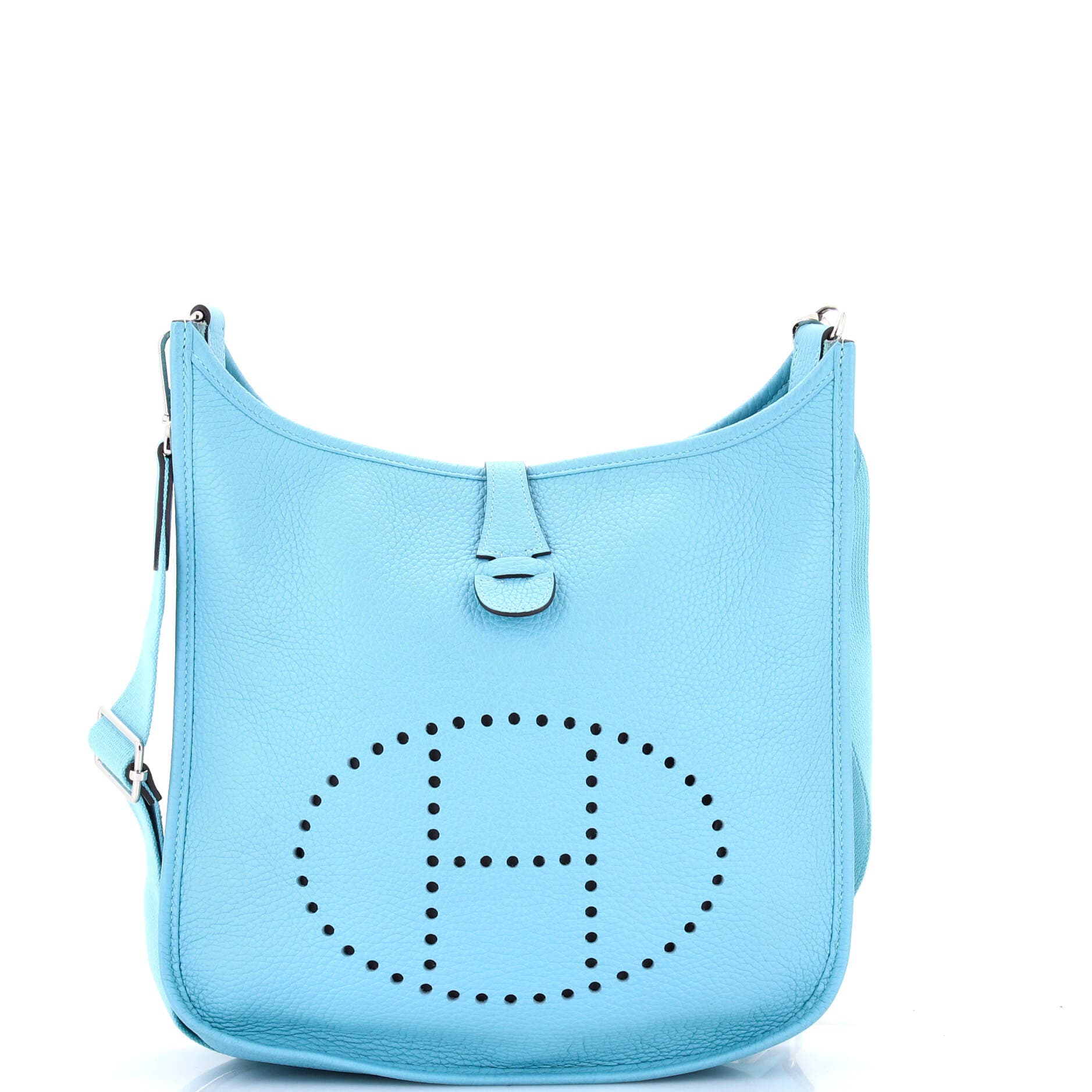 Pre-Owned Hermes Evelyne Bag Gen III Clemence PM, Main, color, Bleu Atoll