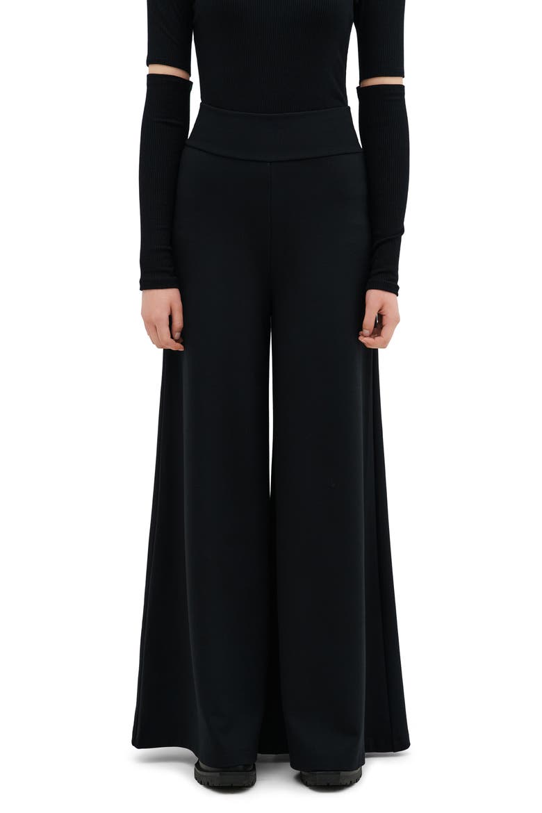 Georgia High Waist Wide Leg Ponte Knit Pants, Main, color, BLACK