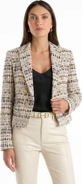 The Noli Shop Gabrielle Double Breasted Tweed Blazer