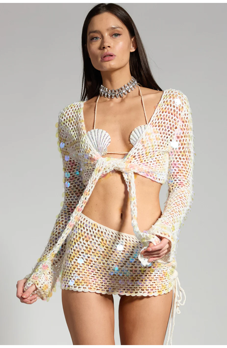 SPARKL SIREN MINI SKIRT, Alternate, color, 