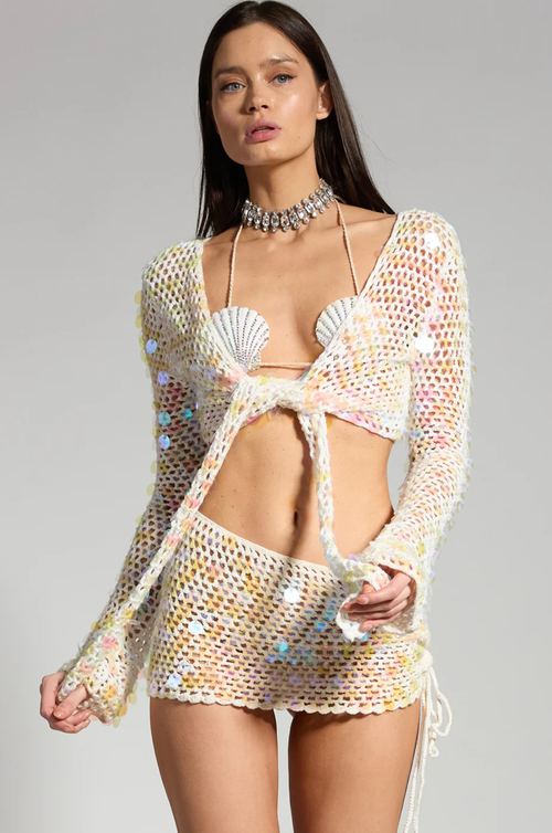 Sparkl Siren Mini Skirt In White
