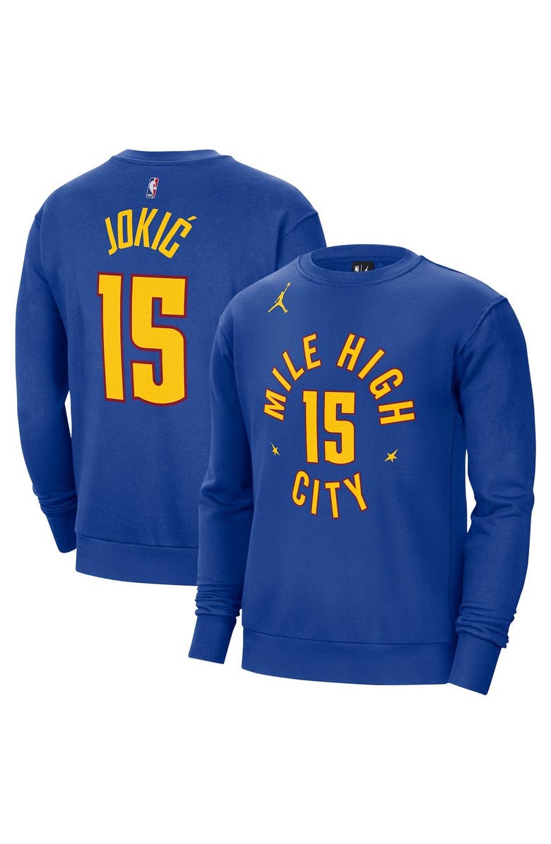Jordan Brand Men's Jordan Brand Nikola Jokic Blue Denver Nuggets Statement Name & Number Pullover Sweatshirt, Main, color, 
