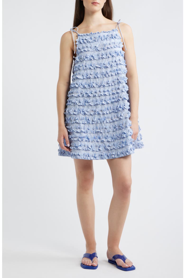 Leili Ruffle Sleeveless Minidress, Main, color, MINI BUSINESS STRIPE