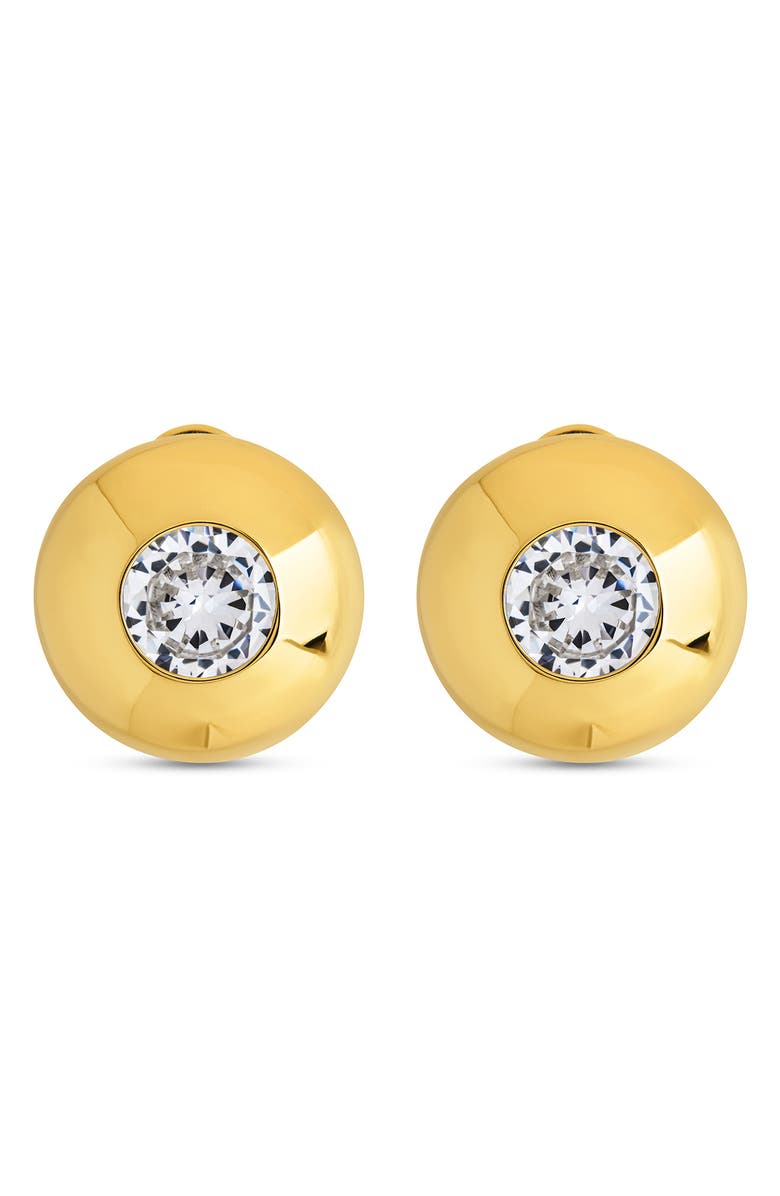 Sterling Forever Zora Cubic Zirconia Dome Stud Earrings, Main, color, Gold