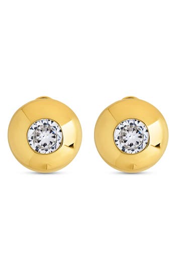 Sterling Forever Zora Cubic Zirconia Dome Stud Earrings In Gold