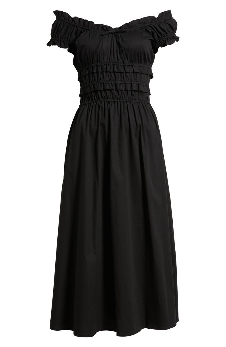 Sunday Ritual Off the Shoulder Poplin Maxi Dress, Alternate, color, 