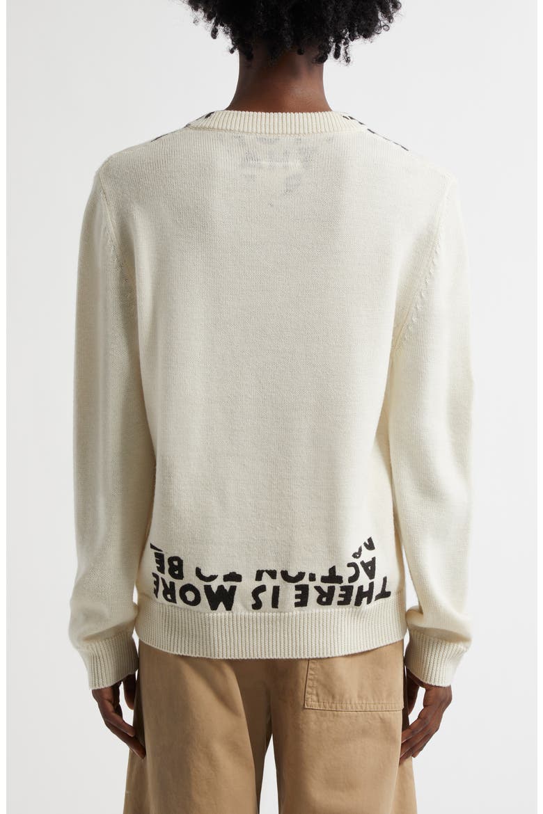 Virgin Wool Blend V-Neck Sweater, Alternate, color, OFF WHITE-BLACK