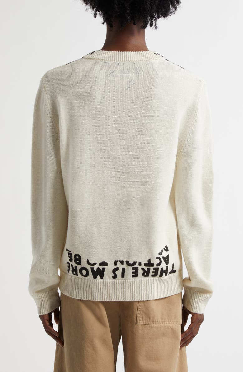 MM6 Maison Margiela Virgin Wool Blend V-Neck Sweater, Alternate, color, Off White-Black
