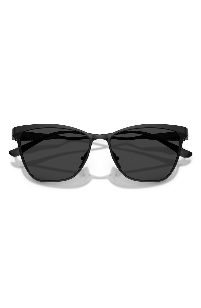 Ferrari 56mm Polarized Cat Eye Sunglasses, Alternate, color, Black Matte / Black Crystal