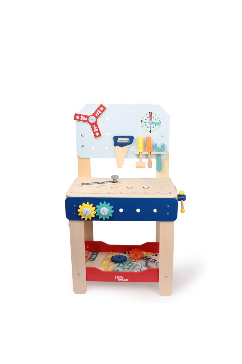 Master Workbench, Adjustable Wooden Tool Bench with Play Tools, Main, color, Beige