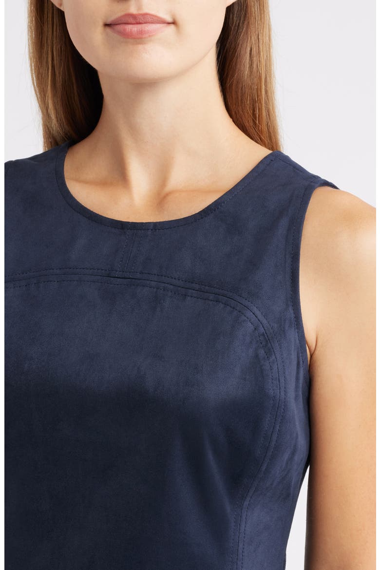 Pleated Hourglass Sleeveless Faux Suede Top, Alternate, color, MIDNIGHT
