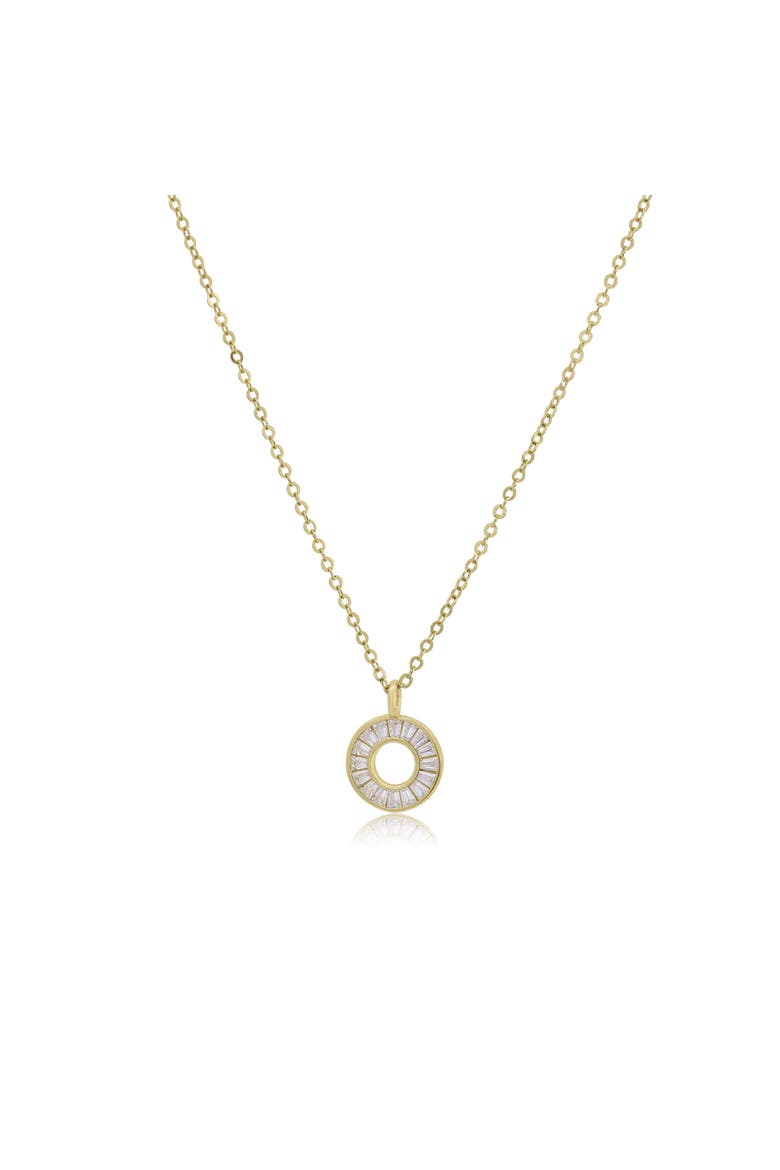 Baguette CZ Circle Necklace, Main, color, Gold Plated Sterling Silver