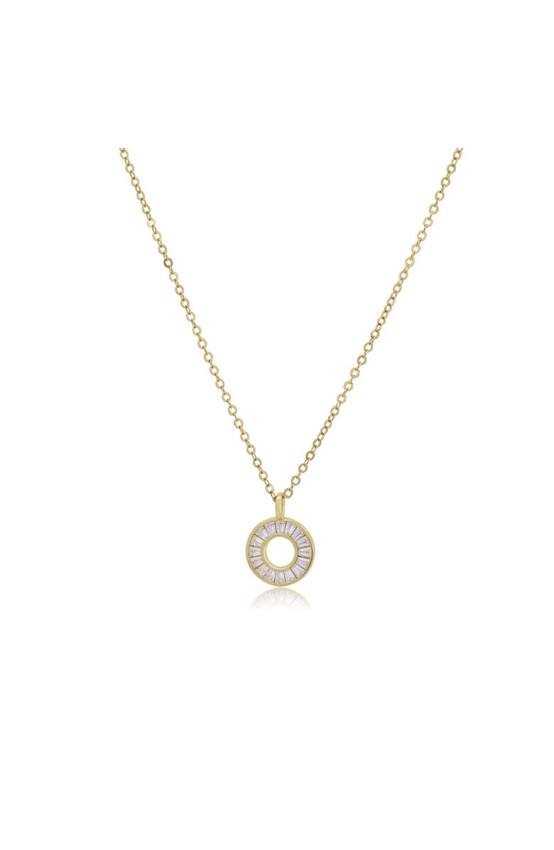 The Lovery Fine Jewelry Baguette CZ Circle Necklace, Main, color, Gold Plated Sterling Silver