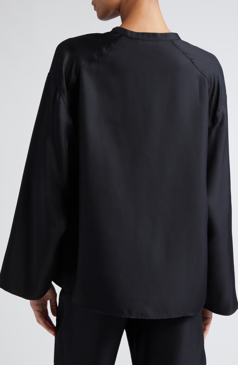 LOULOU DE SAISON Zamia Lace-Up Plunge Neck Silk Top, Alternate, color, 