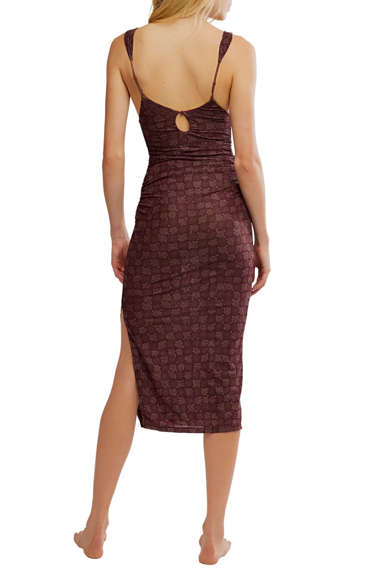 Print Mesh Body-Con Dress, Alternate, color, BROWN COMBO