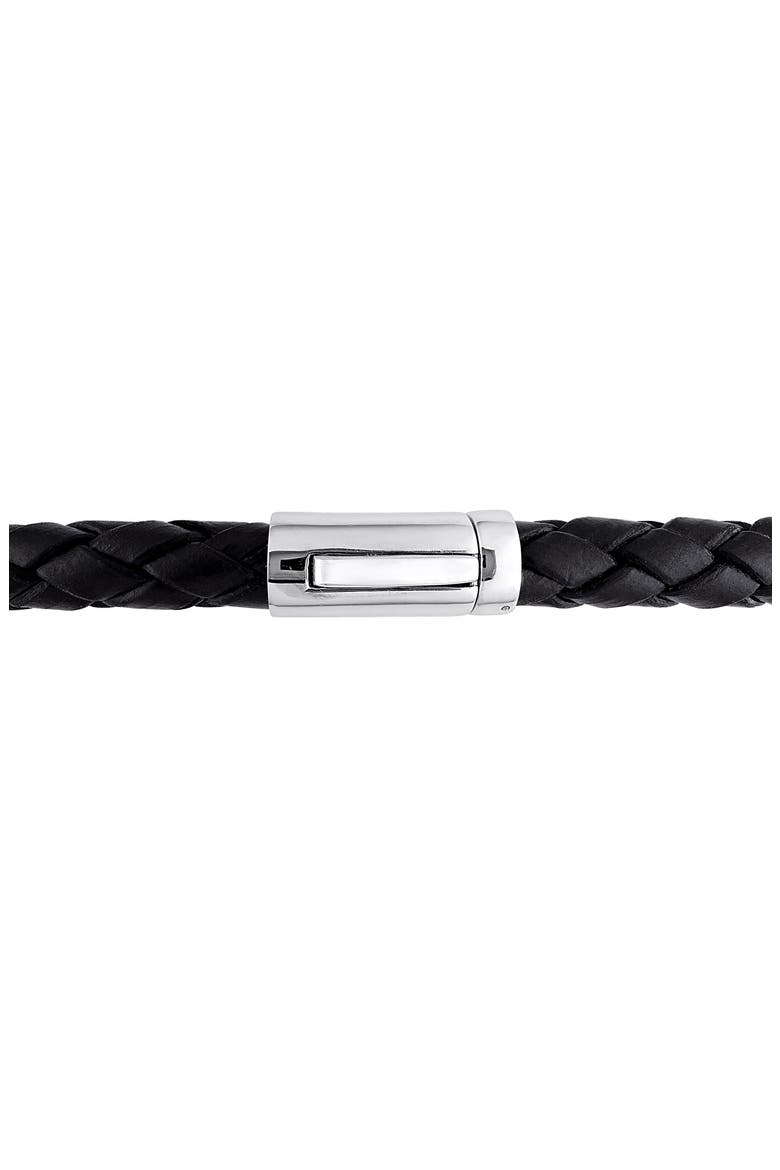 Men's Black Cultured Freshwater Pearl Diamond Braided Leather Bracelet - 0.26ct., Alternate, color, BLACK
