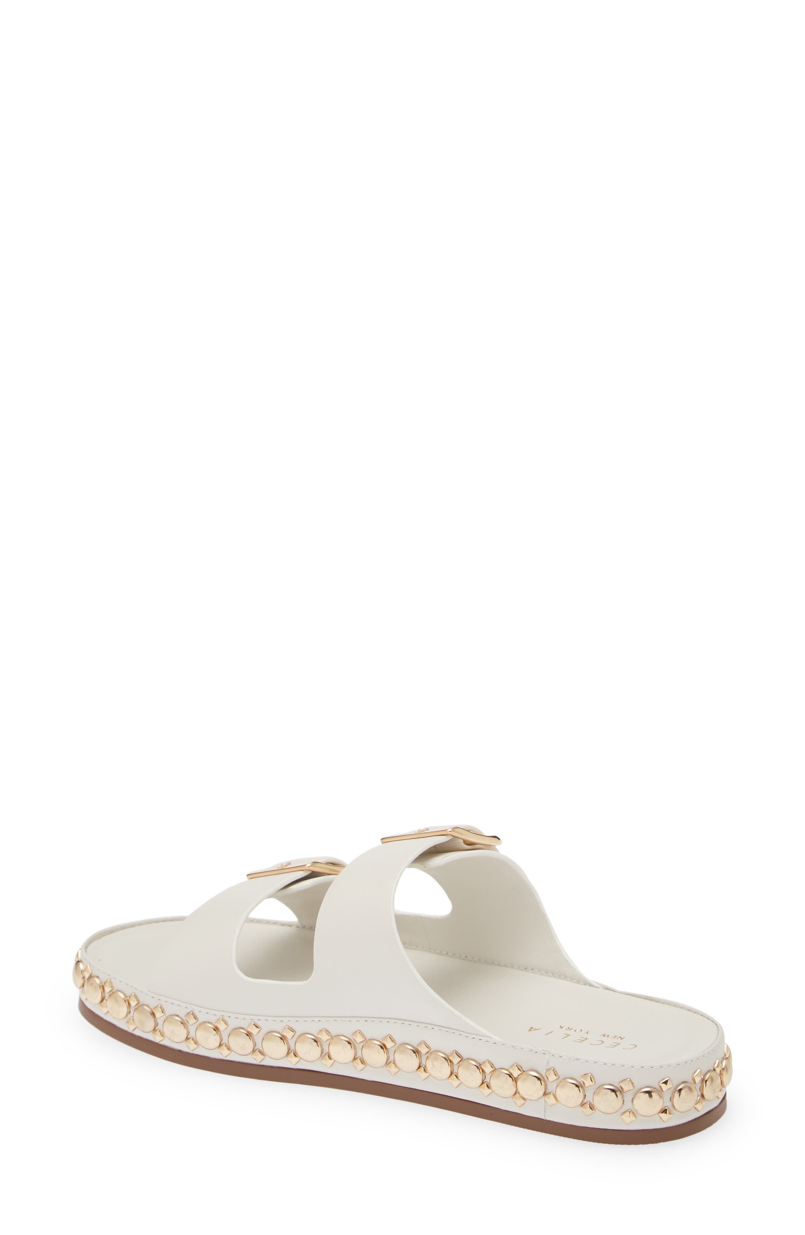 Cecelia New York Emma Stud Slide Sandal, Alternate, color, White