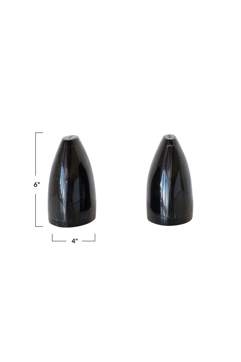 Round Horn Salt and Pepper Shakers, Black, Alternate, color, Black