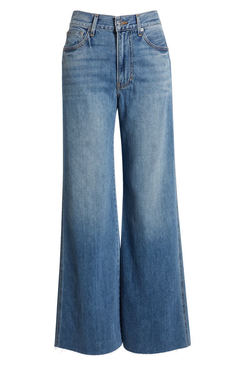 Kasey Raw Hem Mid Rise Wide Leg Jeans, Alternate, color, DUSTED GLARE