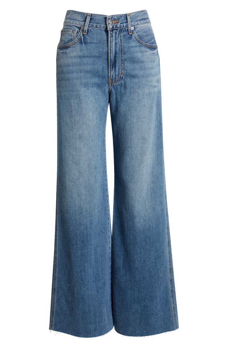 Veronica Beard Kasey Raw Hem Mid Rise Wide Leg Jeans, Alternate, color, Dusted Glare