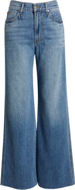 Veronica Beard Kasey Raw Hem Mid Rise Wide Leg Jeans