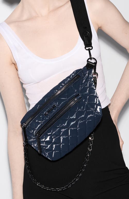 Mz Wallace Small Crosby Quilted Nylon Convertible Sling Bag In Blue