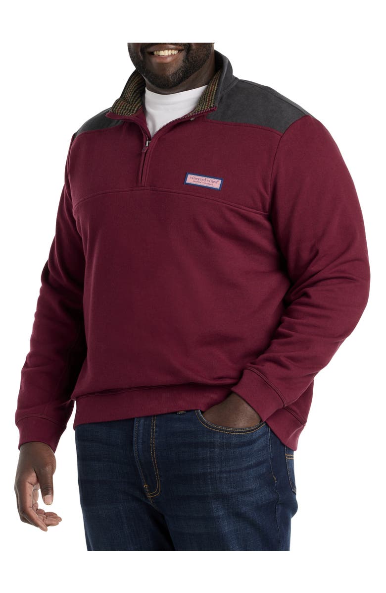 vineyard vines Big & Tall 1/4-Zip Professor Shep Shirt, Main, color, Crimson
