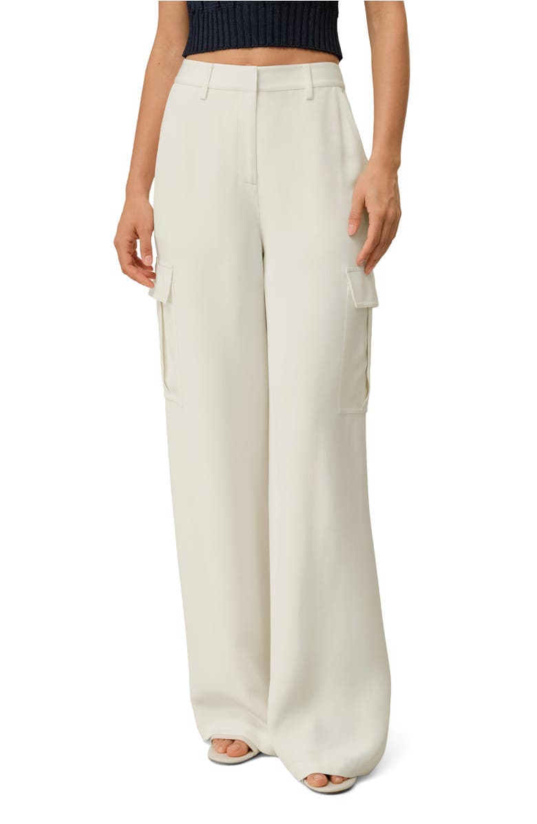 Lilysilk White Silk Crepe Cargo Pant, Main, color, Natural White