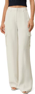 Lilysilk White Silk Crepe Cargo Pant