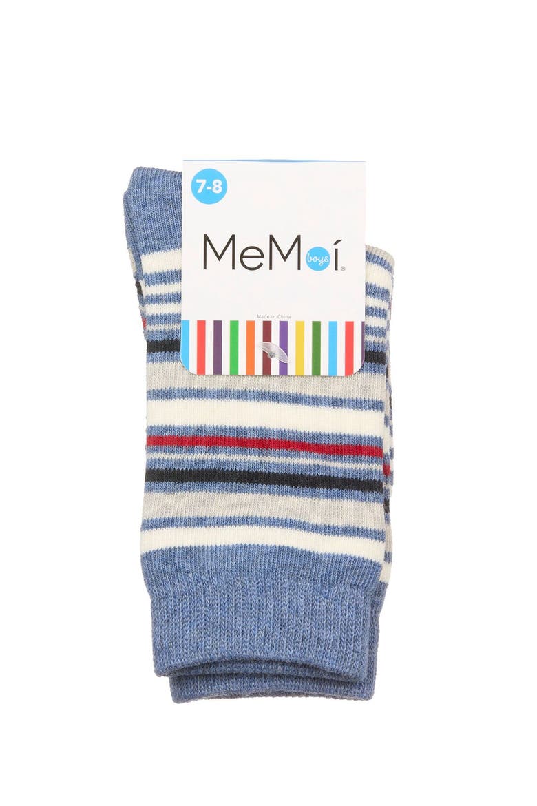Multi-Stripe Gauge Crew Sock, Alternate, color, Denim Heather