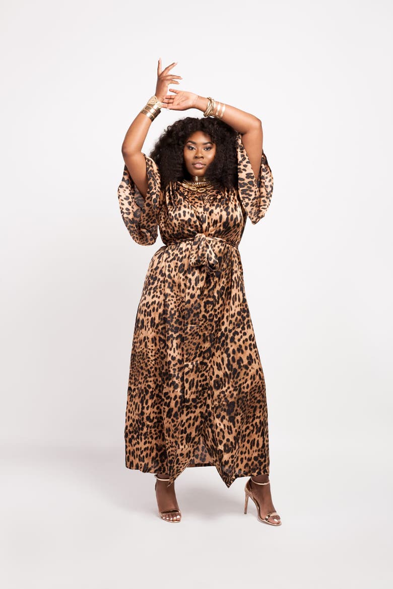 Leopard Print Kimono Dress, Alternate, color, Leopard Print