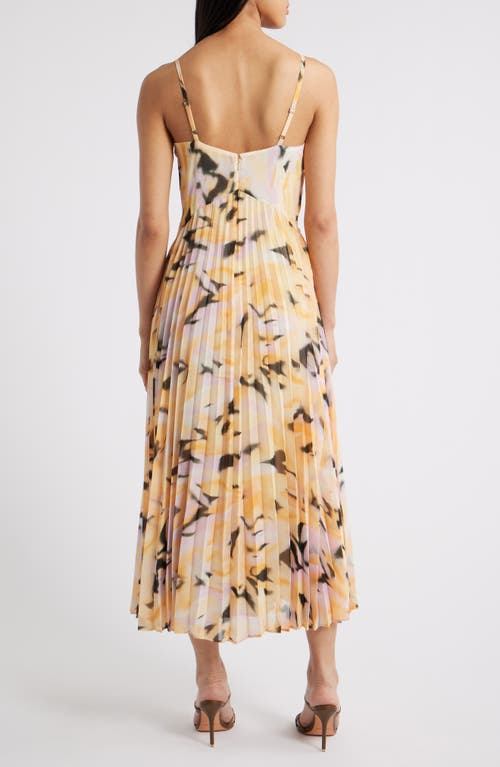 Chelsea28 Floral Pleated Sundress In Orange-black Artful Abstract